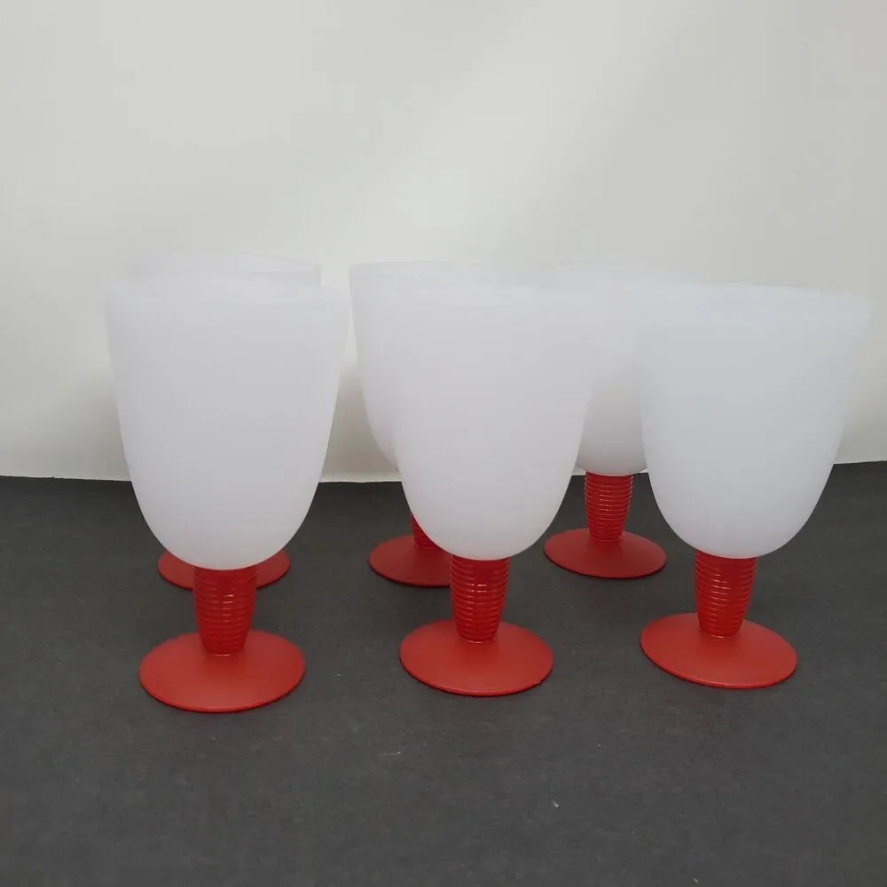 Tupperware Impressions Parfait Goblet Dessert Cups Red Set of 6 4094B